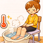 ①足湯準備